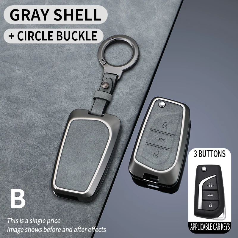 

2, 3, 4 кнопки, кожаный чехол для автомобильного ключа из цинкового сплава для Toyota Hilux Corolla Avensis Prado Fortuner RAV4, откидная защита с дистанционным управлением