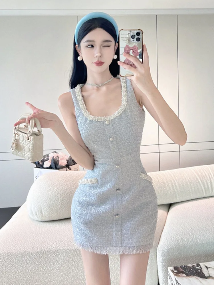 Женское облегающее мини-платье Элегантное летнее платье во французском стиле Y2K