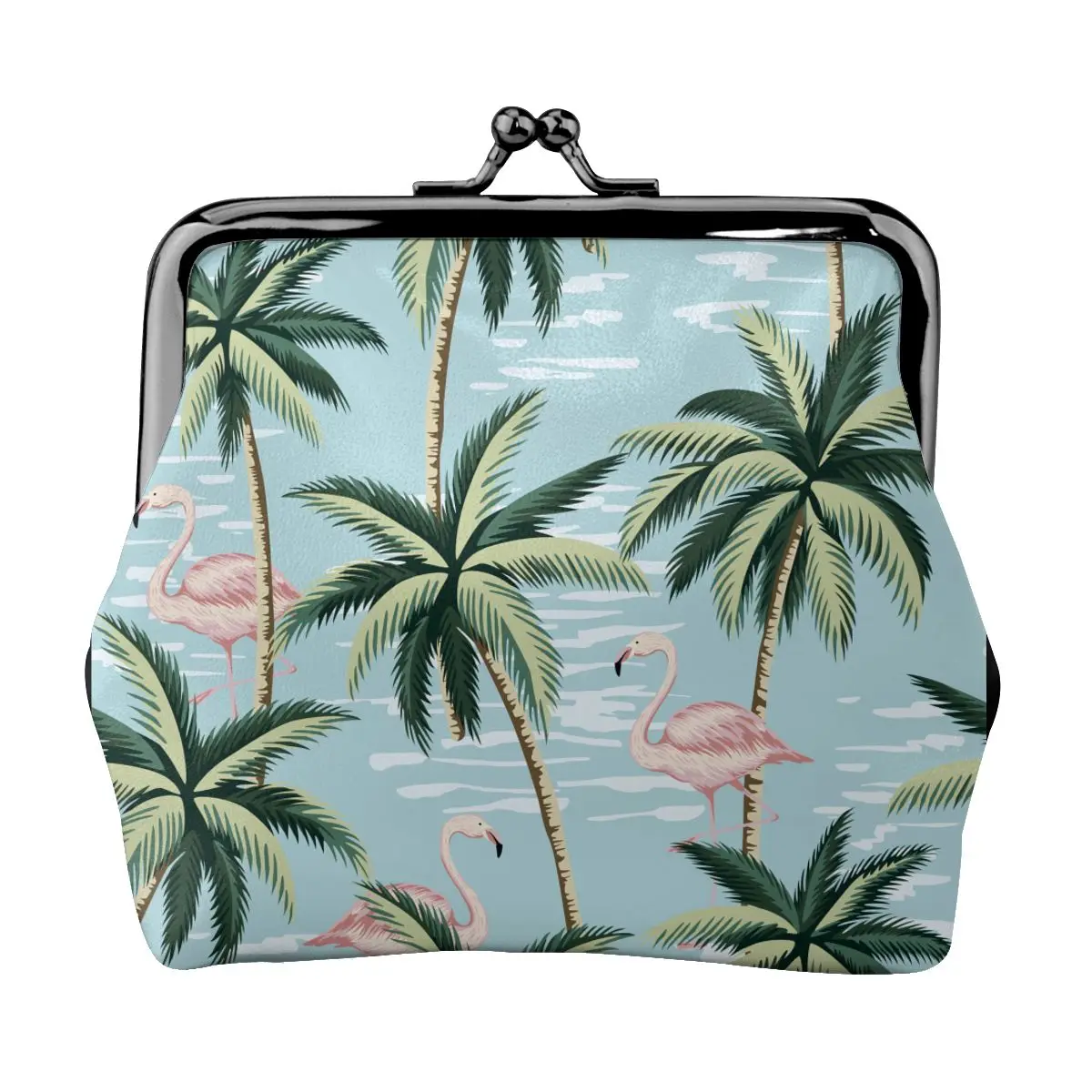 

Small Wallet Women Mini Printing Coin Purses Hasp Cash Card Handbags Clutch Money Change Bag Tropical Vintage Pink Flamingo