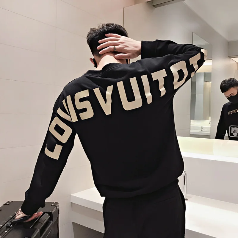 

Men's Fashion Luxury Streetwear Hot Sell Sweatshirt Casual Autumn Letters Print Loose O-Neck Hoodie Y2K Long Sleeve Top Clothes