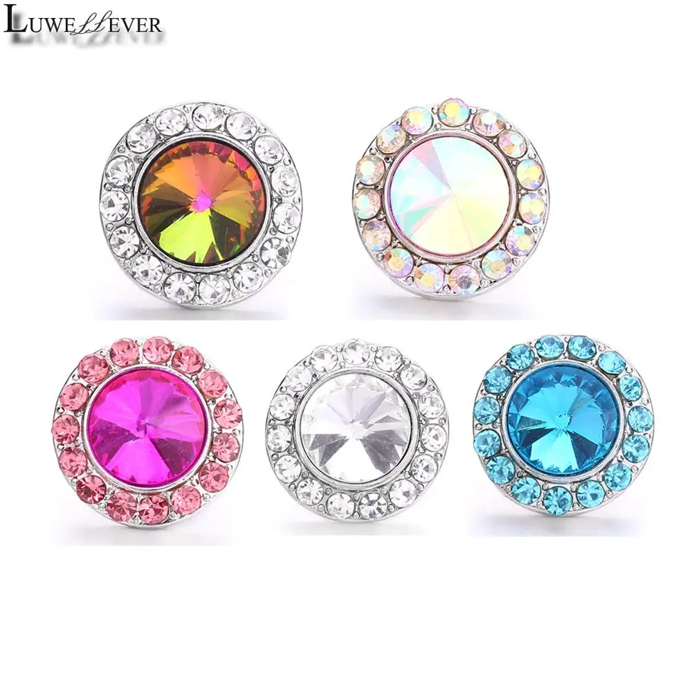 

New Component 019 Flower Crystal 18mm Metal Snap Button For Bracelet Necklace Interchangeable Jewelry Accessorie Findings