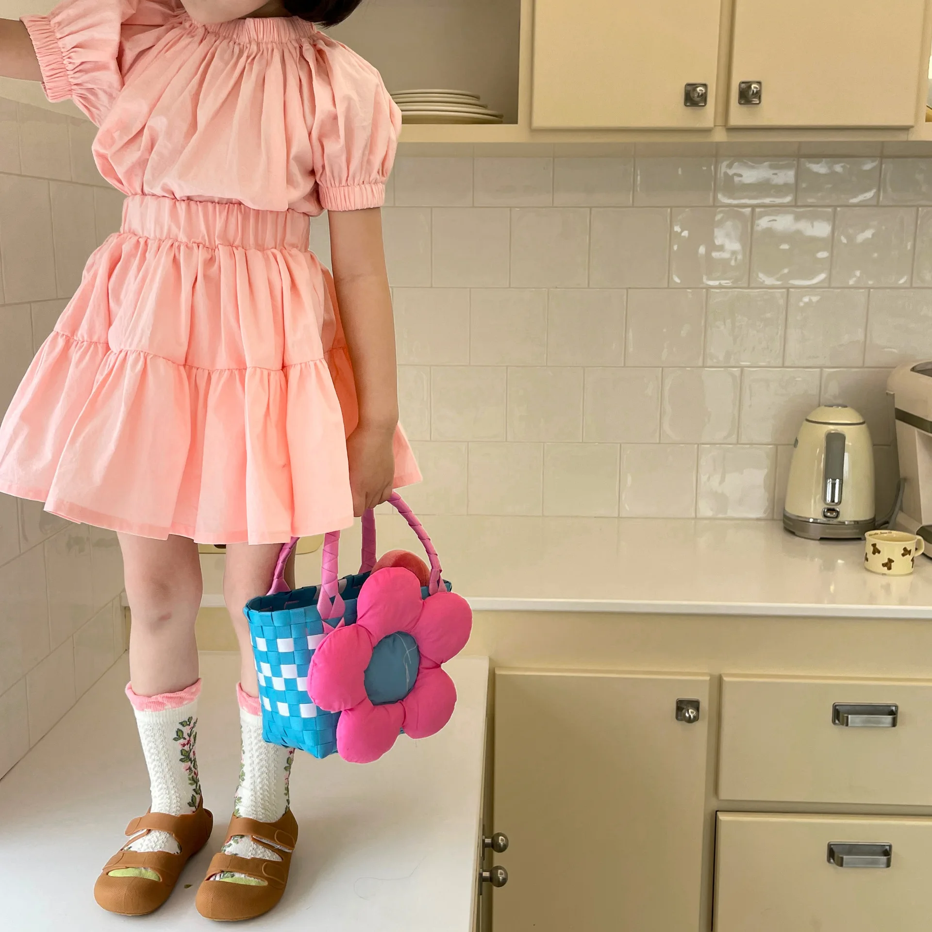 

Children Set Solid Color Shirt and Pleated Skirt 2023 Summer New Fashionable Casual Simple Princess Sweet Two Piece Set Girls