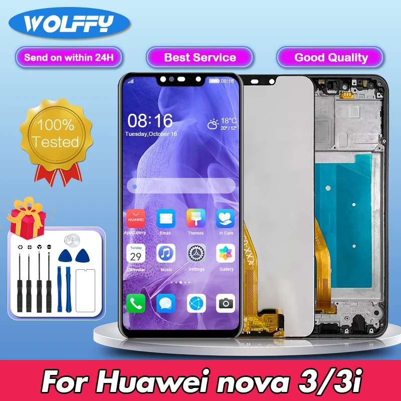 6,3 'для Huawei Nova 3 ЖК-дисплей Nova 3i экран PAR-AL00 LX1M AL00 LX1M сенсорный экран дигитайзер в сборе сменный блок с рамкой 6,3 'для Huawei Nova 3 ЖК-дисплей Nova 3i экран PAR-AL00 LX1M AL00 LX1M сенсорный экран дигитайзер в сборе сменный блок с рамкой