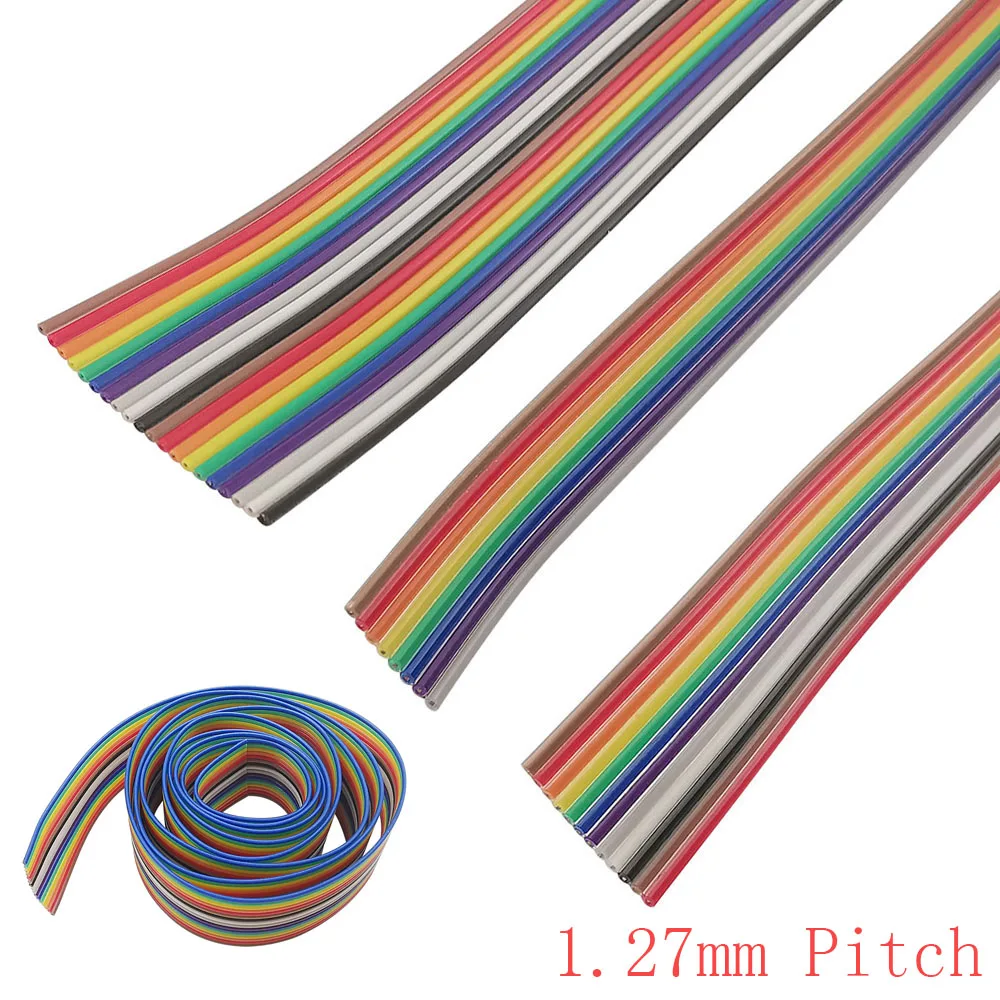

Радужный плоский ленточный кабель 1 метр IDC 2,54 мм 6P/8/10/12/14/16/18/20/24/26/30/40/50/60 контактов