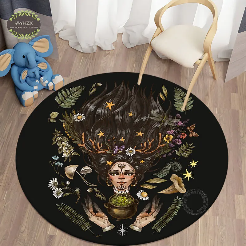 

Modern Style Round Area Rug Anti-slip Bedroom Black Carpet Living Room Home Decoration Chair Floor Mat Sofa Tatami Bedside Rugs