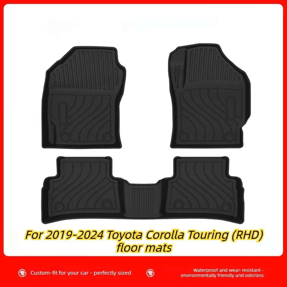 Фото Коврики для пола автомобиля Toyota Corolla Touring (RHD) 2019-2024 годов выпуска - водонепроницаемые, износостойкие, из экологически чистой резины TPE. №1