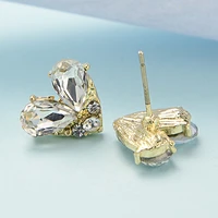 fashion korea sweet temperament love heart crystal stud earrings for women girl romantic dangle earring jewelry accessories gift