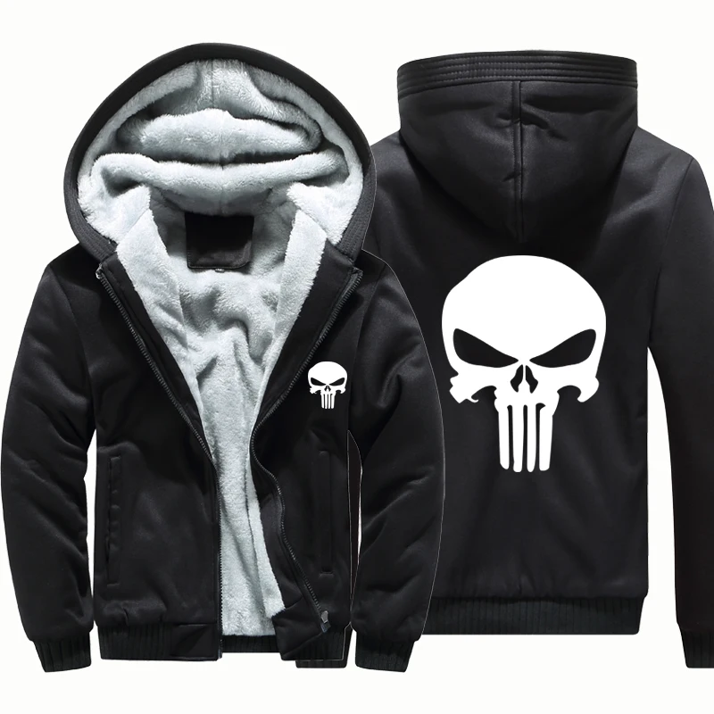 

2022 New Winter Skull Graphic Thick Hoodies Men Coat Jacket Loose Men Hoodie Vintage Streetwear Punk Hoody Harajuku Men Clothing