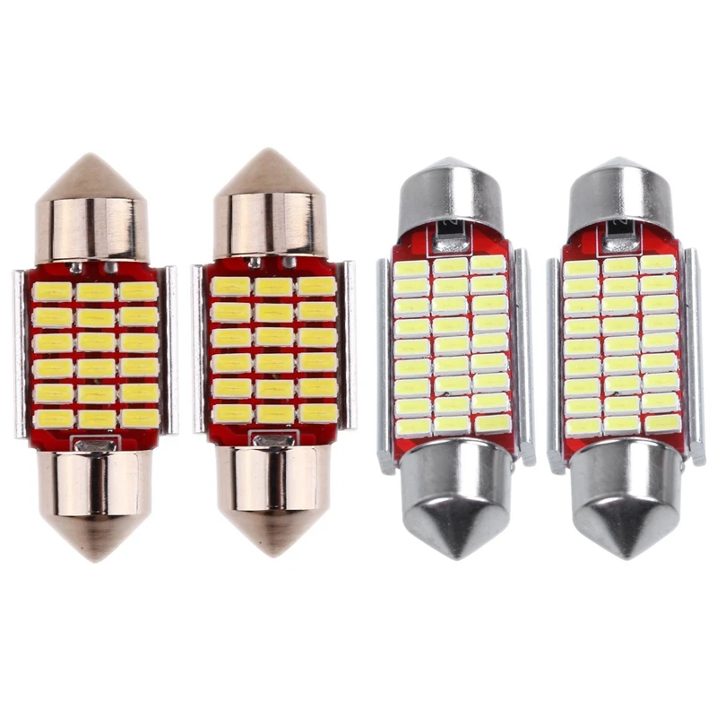 

4 шт. C5W C10W 36 мм 3014 Canbus автомобильная лампа Inteiror Освещение номерного знака 12 В-2 шт. 27Smd Festoon Led & 2 шт. 18Smd Festoon Led