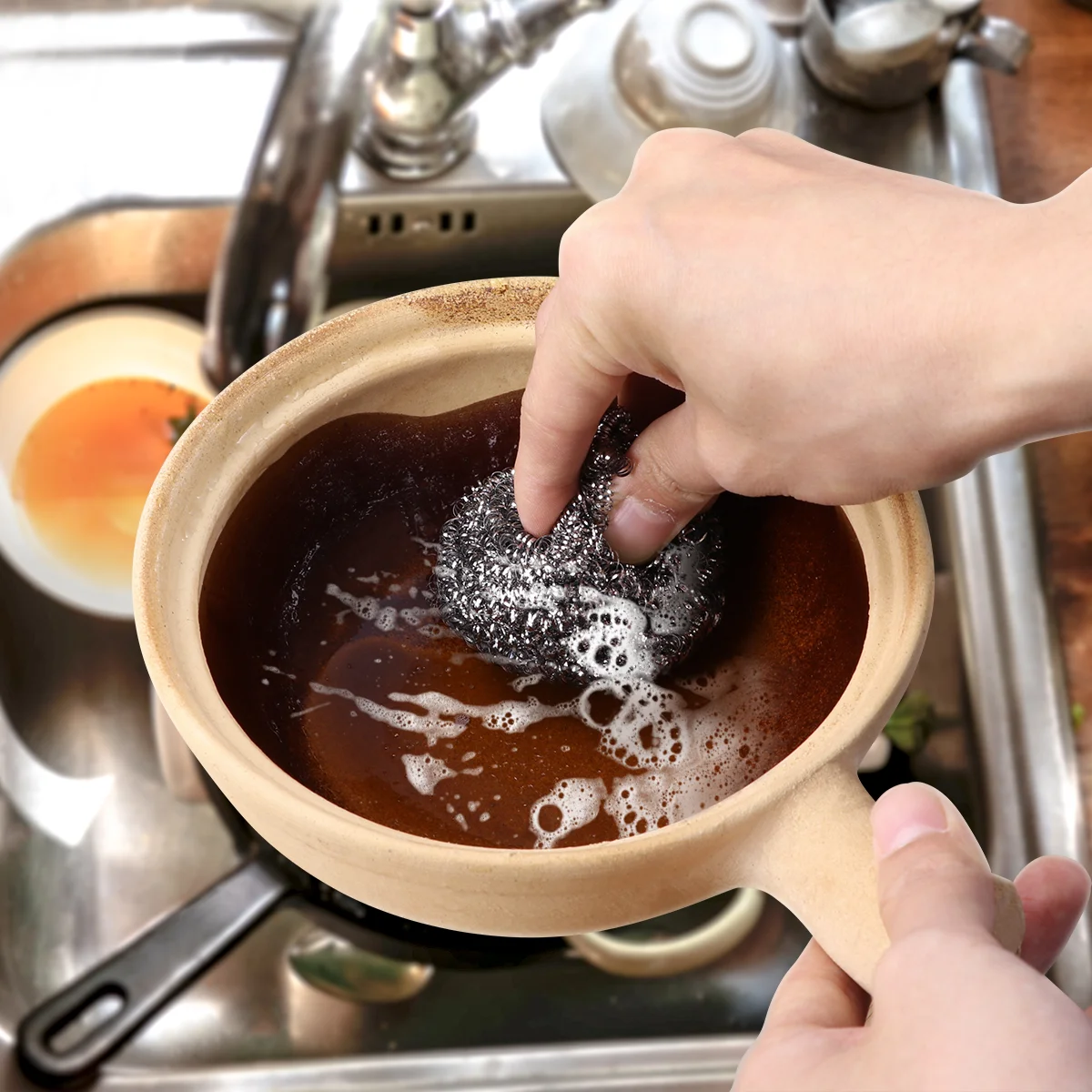 BESTOMZ 2 губки и стальные шерсти Щетка для кастрюль Губка мытья посуды Набор скрабов