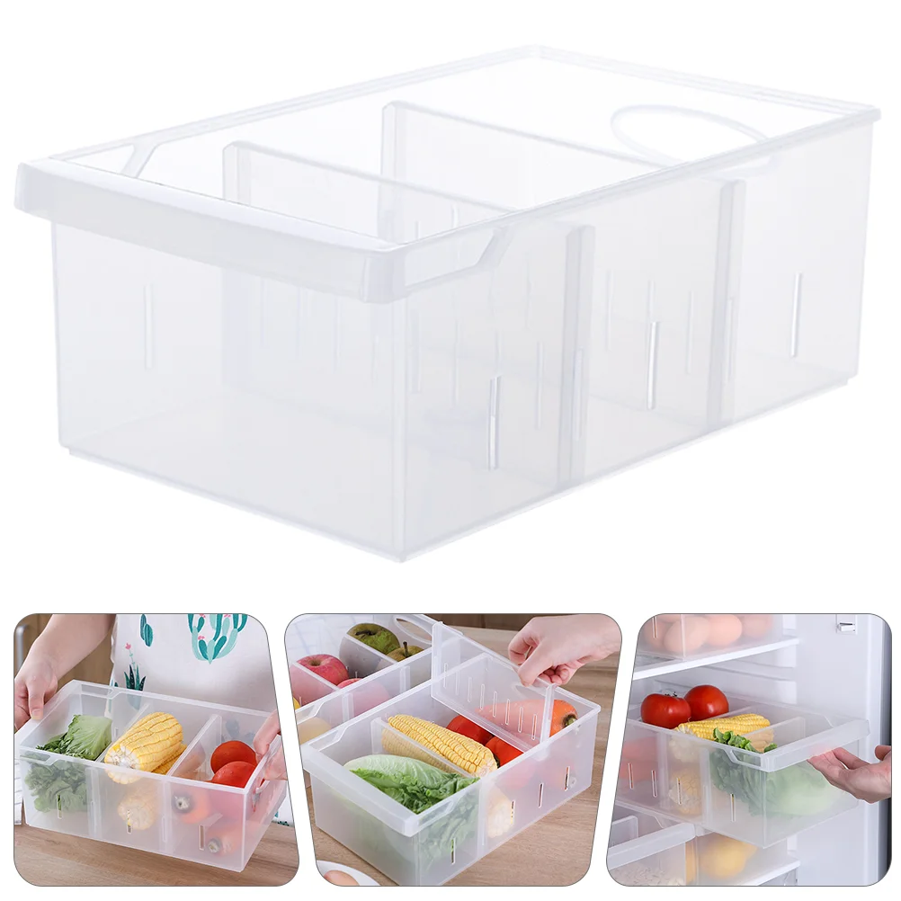 

Bin Freezer Fridge Organizer Refrigerator Transparentbox Keeping Fresh Carton Egg Handle Stackable Storage Kitchen Drawer