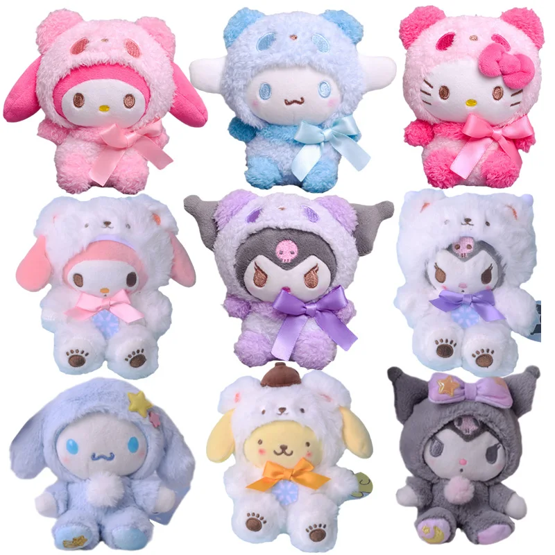 

10cm Sanrios Cartoon Kawaii My Melody Kuromi Cinnamoroll Kt Cat Purin Dog Plush Toy Anime Stuffed Cute Plushie Pendant Doll Toys