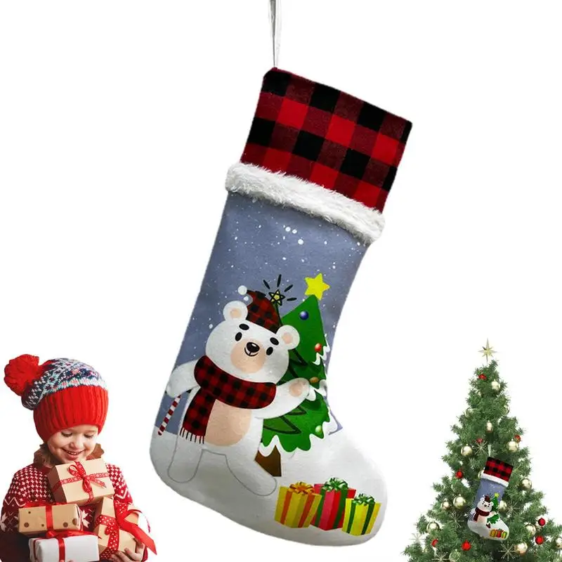 

2022 рождественские носки, снеговик, лось, Санта, медведь, узор, вязаная Рождественская сумка-чулок, рождественский подарок, рождественские украшения для дома