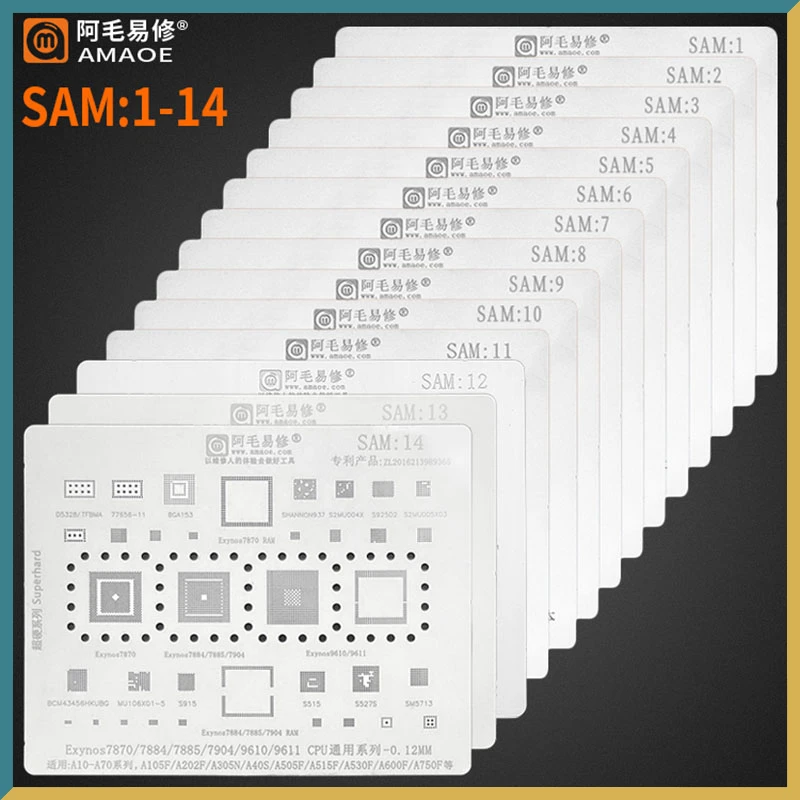 Трафарет из олова Amaoe A50/A70/J50/70/A310/A510 S21 S10/S20, стальная сетка для Samsung Galaxy/Note, трафарет для реболлинга BGA