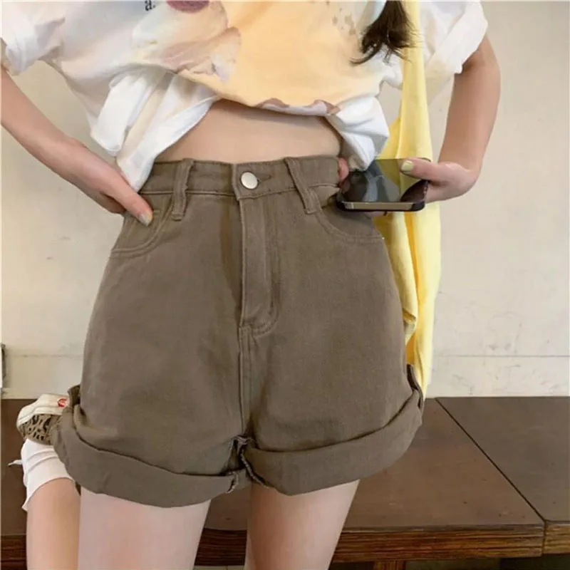 Casual Green Denim Shorts Women's High Waisted Loose Shorts Summer Sexy A-line Shorts Wide Leg Jean Shorts y2k Clothes For Women