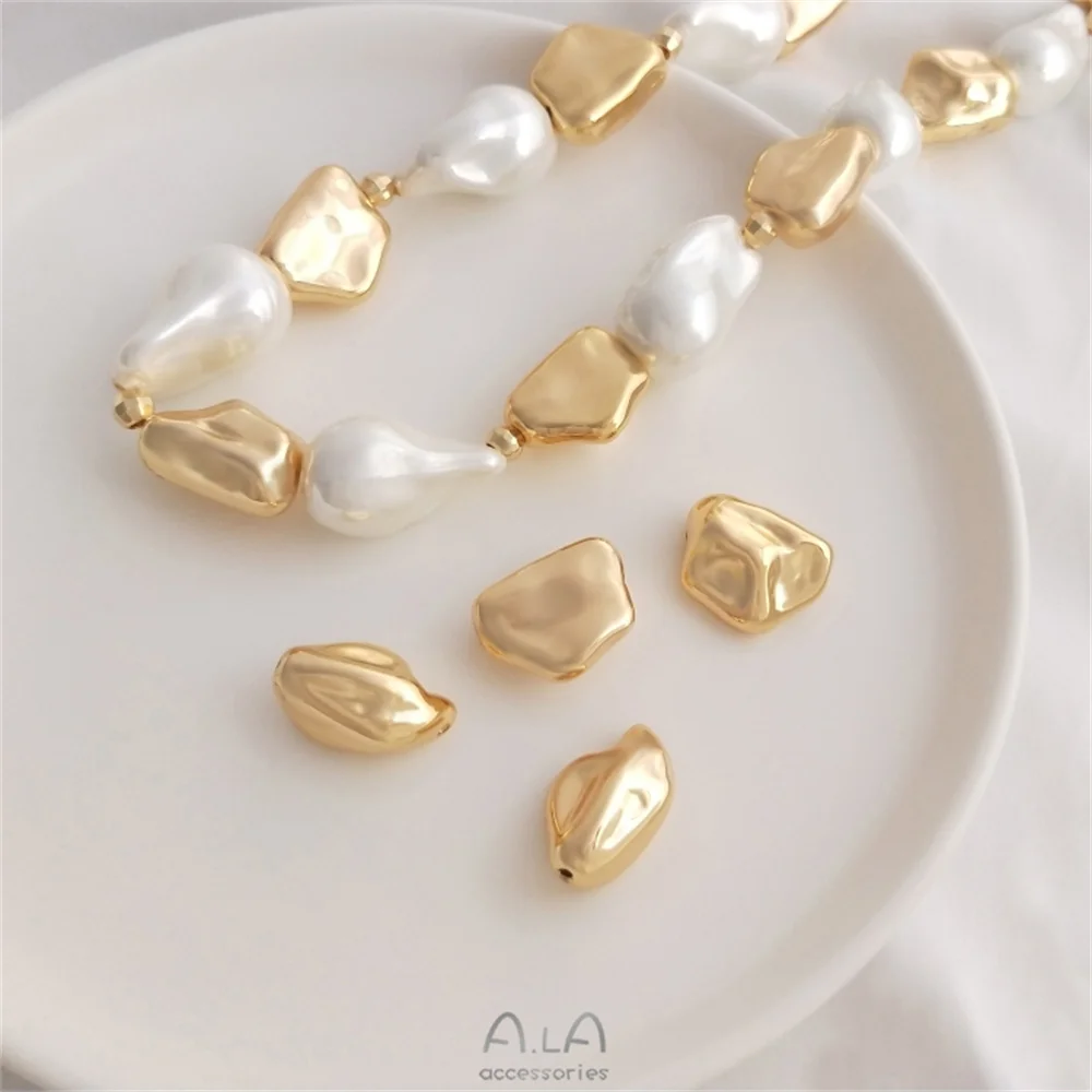 Купи 14K gold clad imitation baroque shaped stone beads handmade diy pearl bracelet necklace spacer beads jewelry with beads за 42 рублей в магазине AliExpress