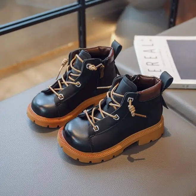 

Детские Зимние ботильоны для девочек в британском стиле, новинка 2022, осенне-зимние ботинки челси с круглым носком на толстой подошве для мал...