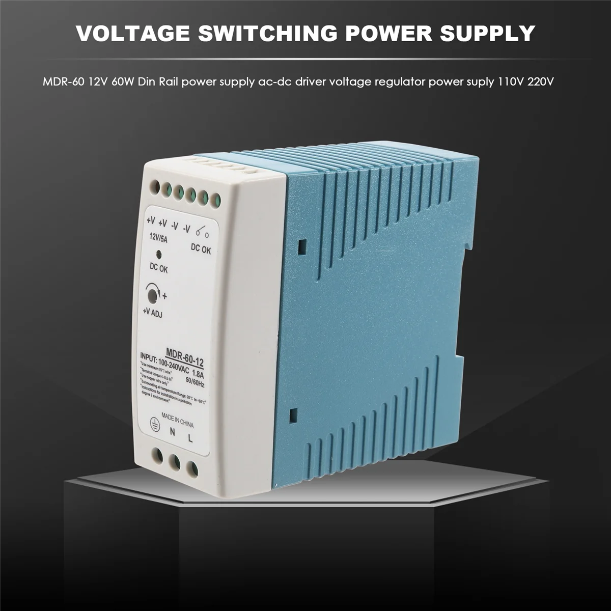 MDR-60 12 В 60 Вт источник питания на DIN-рейку ac-dc регулятор напряжения 110 220