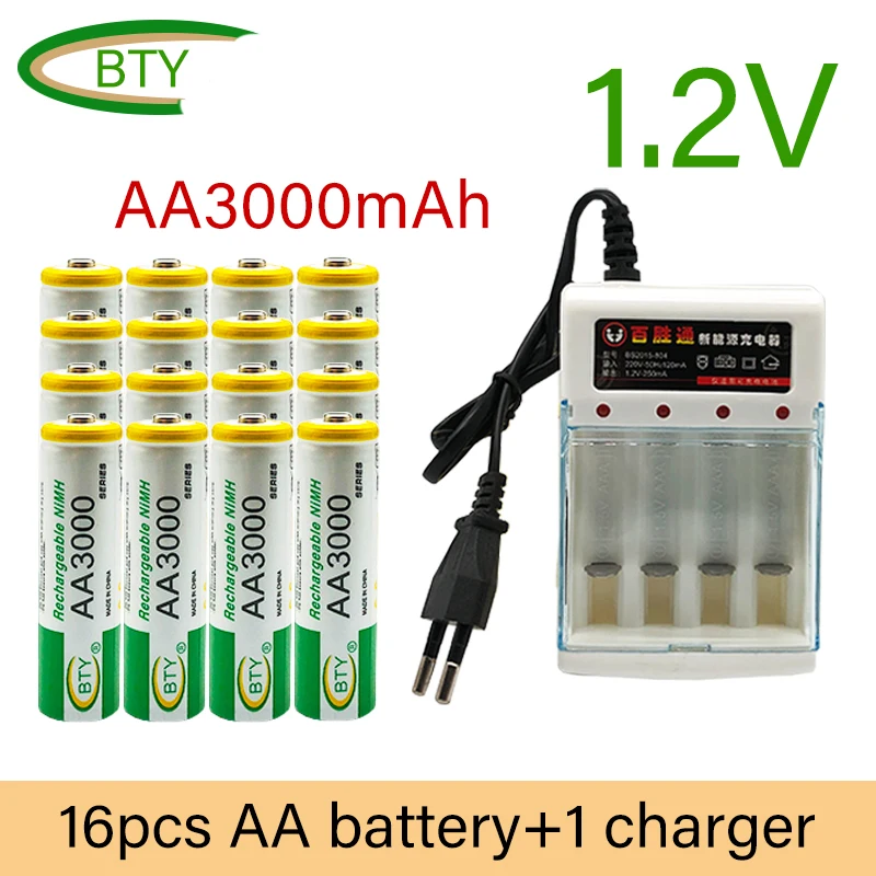 

Никель-металлогидридный перезаряжаемый аккумулятор 1,2 в AA 3000 мАч + батарея AAA 1,2 мА аккумулятор в AAA для MP3, mobile Rc, для светодиодных фонариков и ...