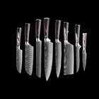 Набор кухонных ножей шеф-повара, острые японские резцы сантоку с лазерным узором Дамаска, мясницкий нож для нарезки, для кухни