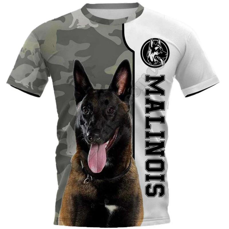 

2022 summer new Malinois 3d printed T-shirt men summer casual short-sleeved T-shirt fun pattern