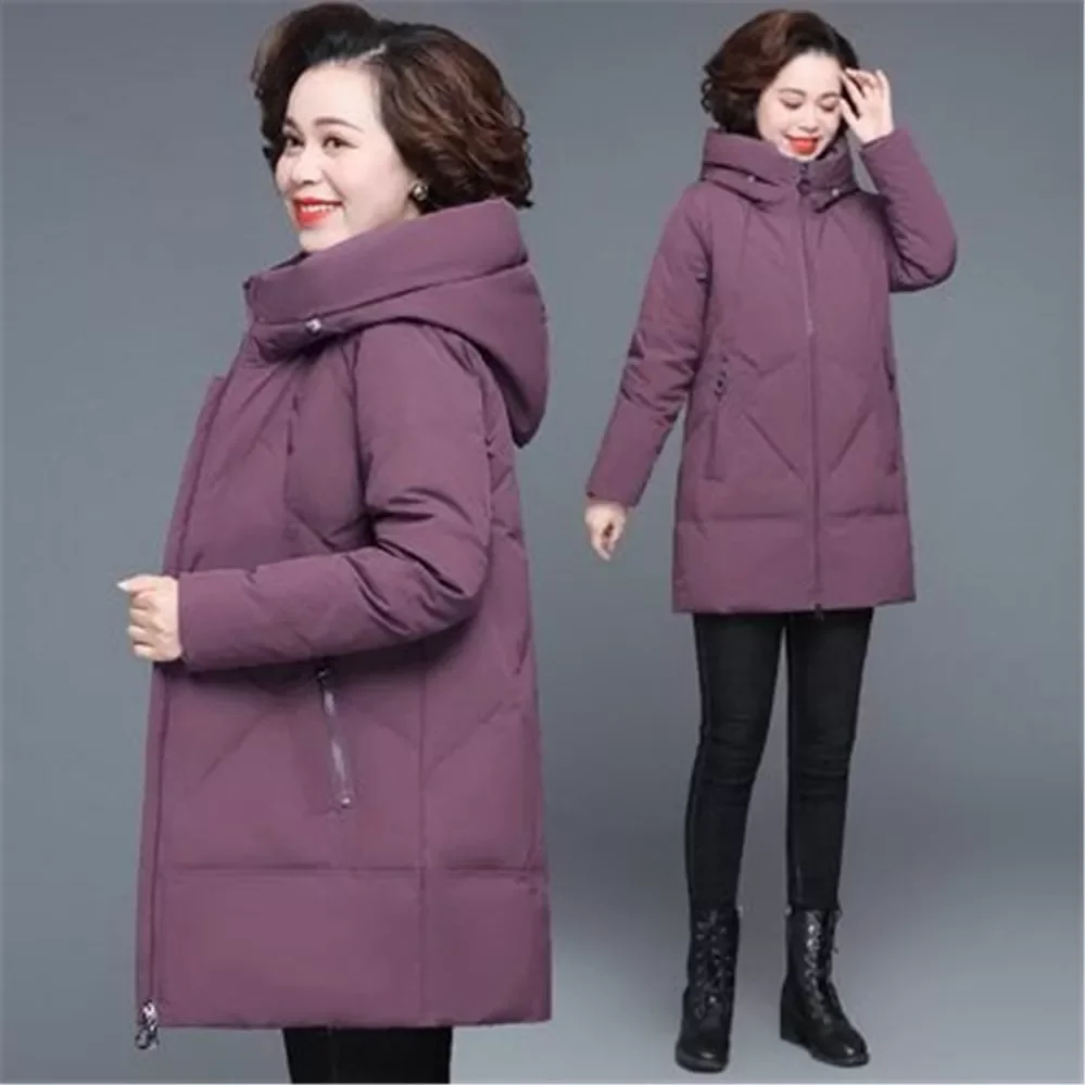 2022New Coat 2021 Middle-aged Mother New Cotton padded Jacket Long Hooded Parka Plus size 5XL Female Windproof Loose Warm Outwea