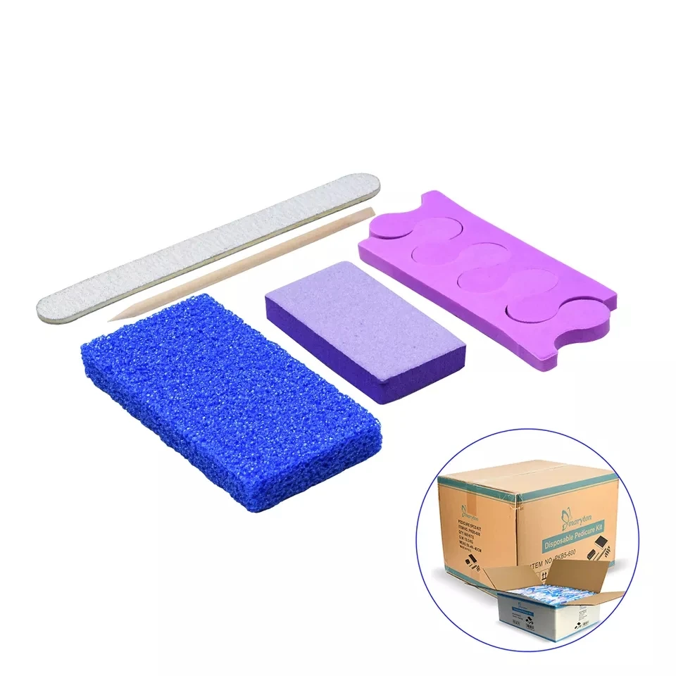 600 Sets/Carton Disposable Pedicure Kit Nail Art Files Tools Brush Buffer Block Cuticle Pusher Dead Skin Polishing Manicure Kits