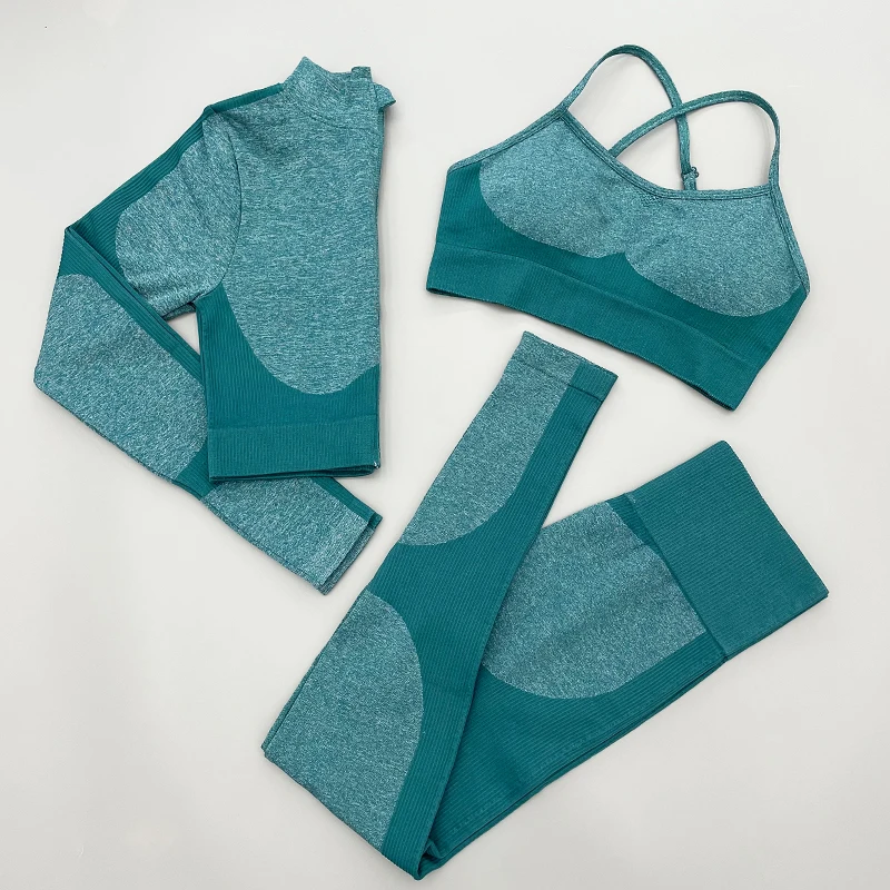 Women's tracksuit Seamless Yoga Set Workout Sportswear Gym Clothing Fitness Long Sleeve Top High Waist Leggings Sports Suits