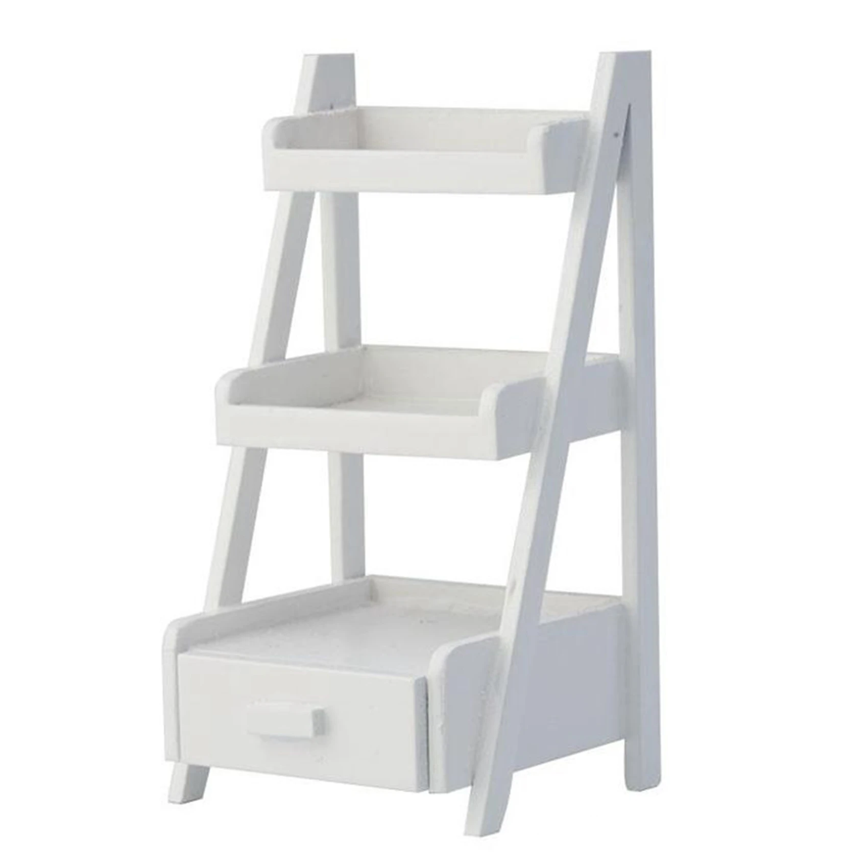 

1/12 Dollhouse Miniature Mini Wood Shelf Flower Stand Simulation Dollhouse Furniture Accessories Kids Gift White