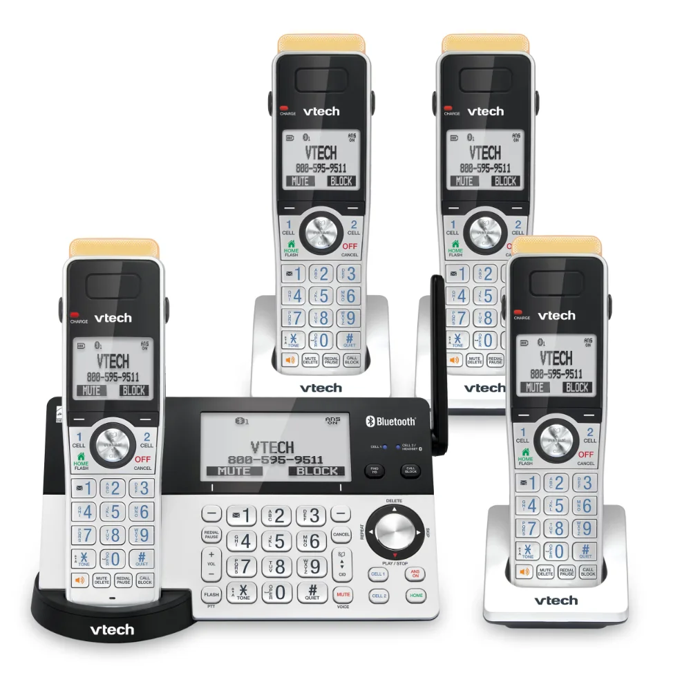 IS8151-4 4 Handset Connect to Cell Answering System with Super Long Range, Black/Silver