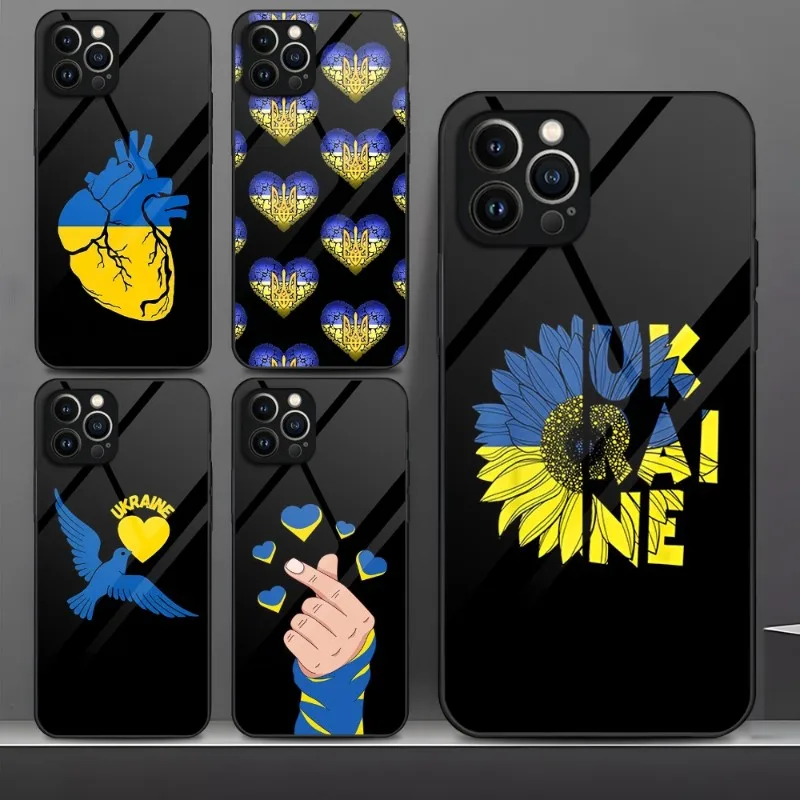 

Ukraine Flag Phone Case Tempered Glass For IPhone 13Pro 13 12 11 Pro Max Mini X XR XS Max 8 7 6s Plus SE 2020 Cover