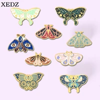butterfly moth hard enamel pin custom fluorescent moon butterfly brooch lapel badge colorful insect jewelry gifts for friends