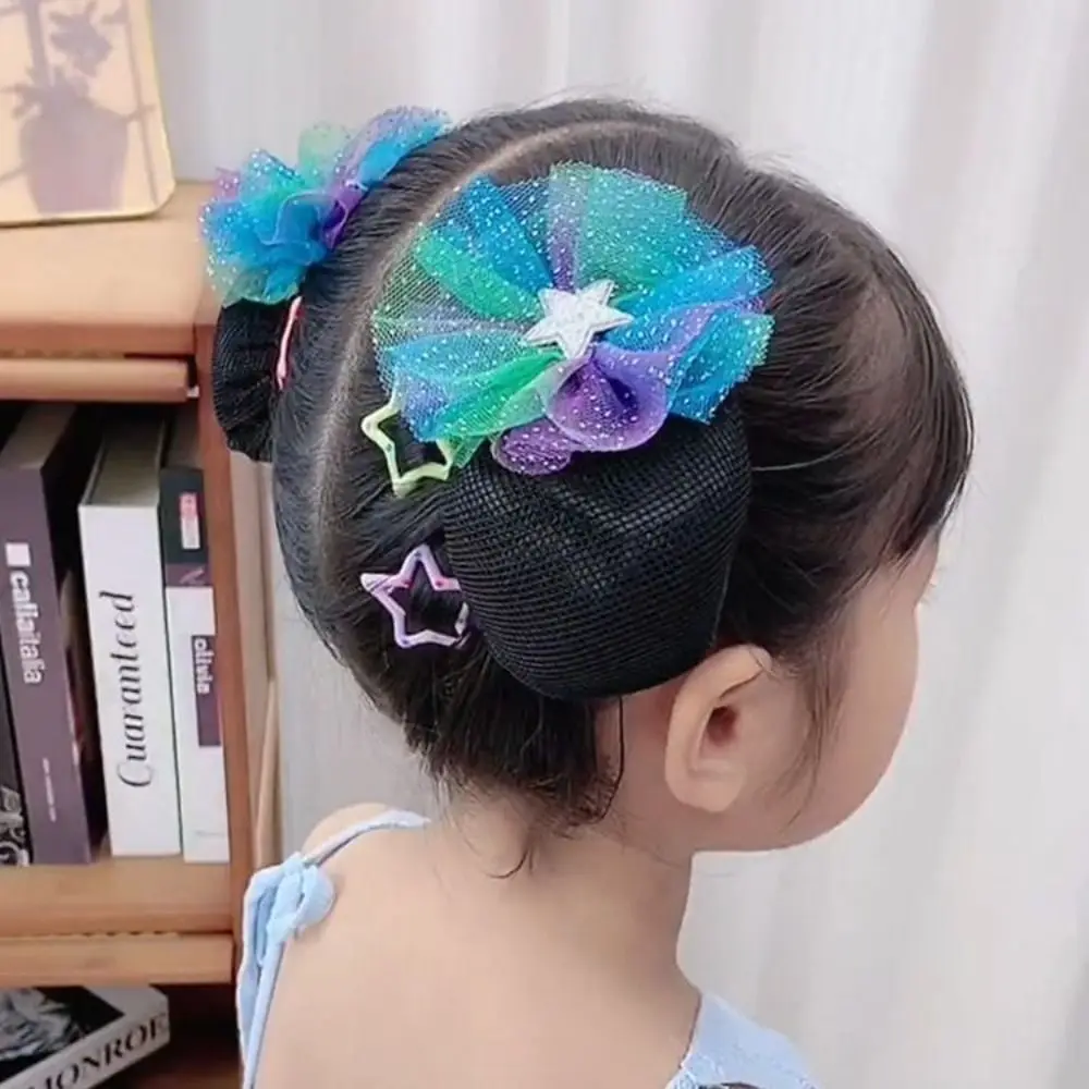 Принцесса Детская красочная тканевая сетка для волос выступления на сцене