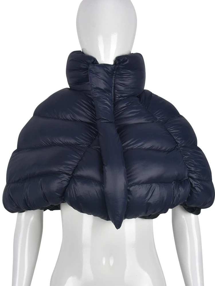 Taruxy Shawl High Collar Cotton Padded Coats Women 2022 Winter High Street Slim Warm Cropped Parkas Mujer Coats Y2K Jackets