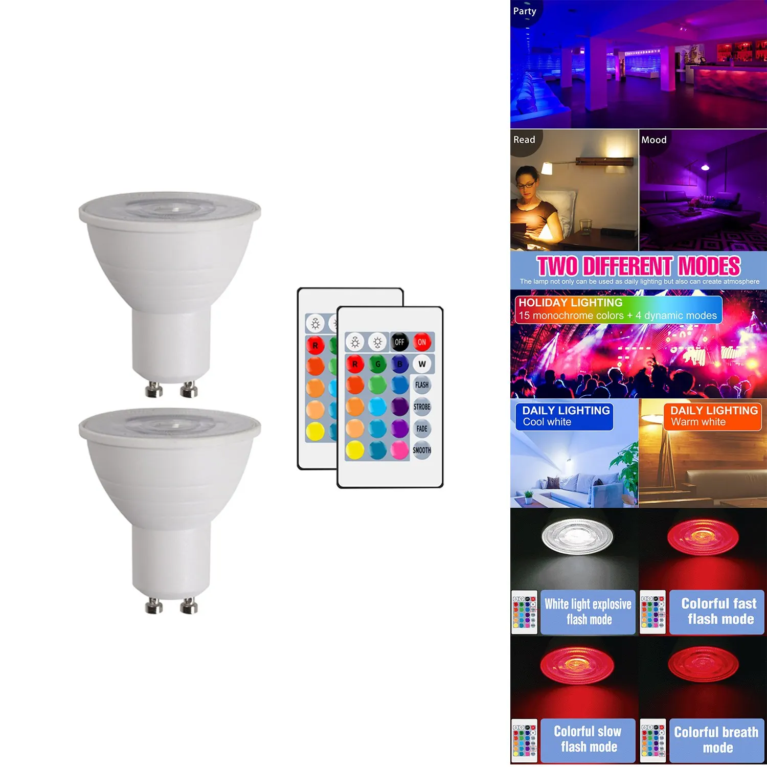 

Светодиодная лампа ABHG GU10, умная лампочка, цветной Точечный светильник, неоновая вывеска, лента RGB с контроллером, светсветильник льник с рег...