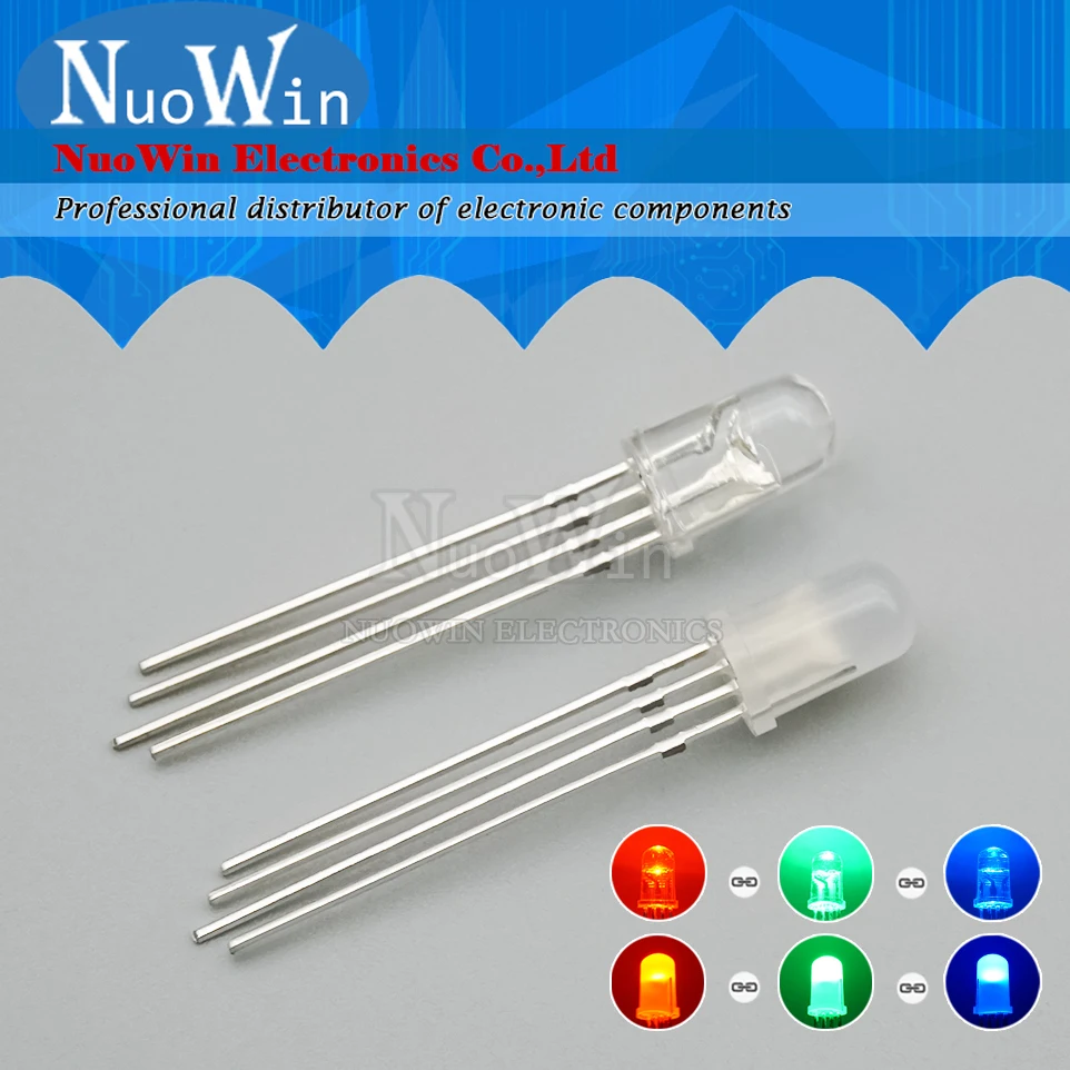

50pcs 5mm RGB LED Common Anode / Cathode Transparent /Diffused 4pins full-color F5 Tri-Color Light Emitting Diode Red Green Blue