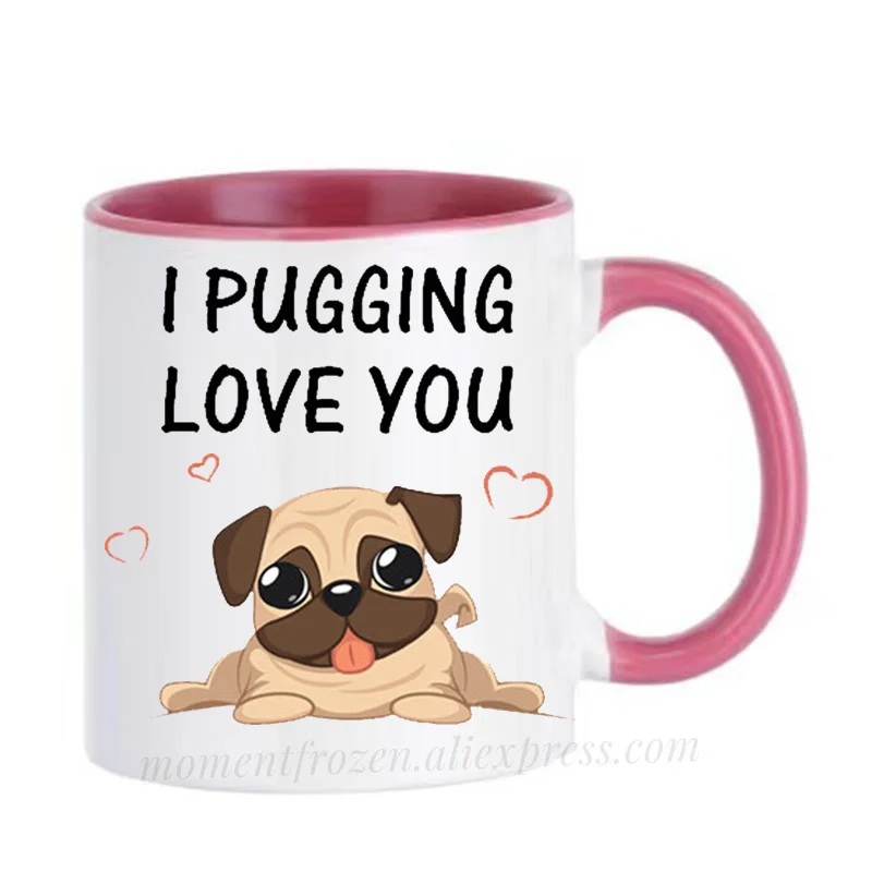 

Pug Dog Cups Cafe Caffeine Cocoa Coffee Mugs Tea Mugen Friend Gifts Home Decal Milk Tableware Coffeeware Teaware Beer Drinkware