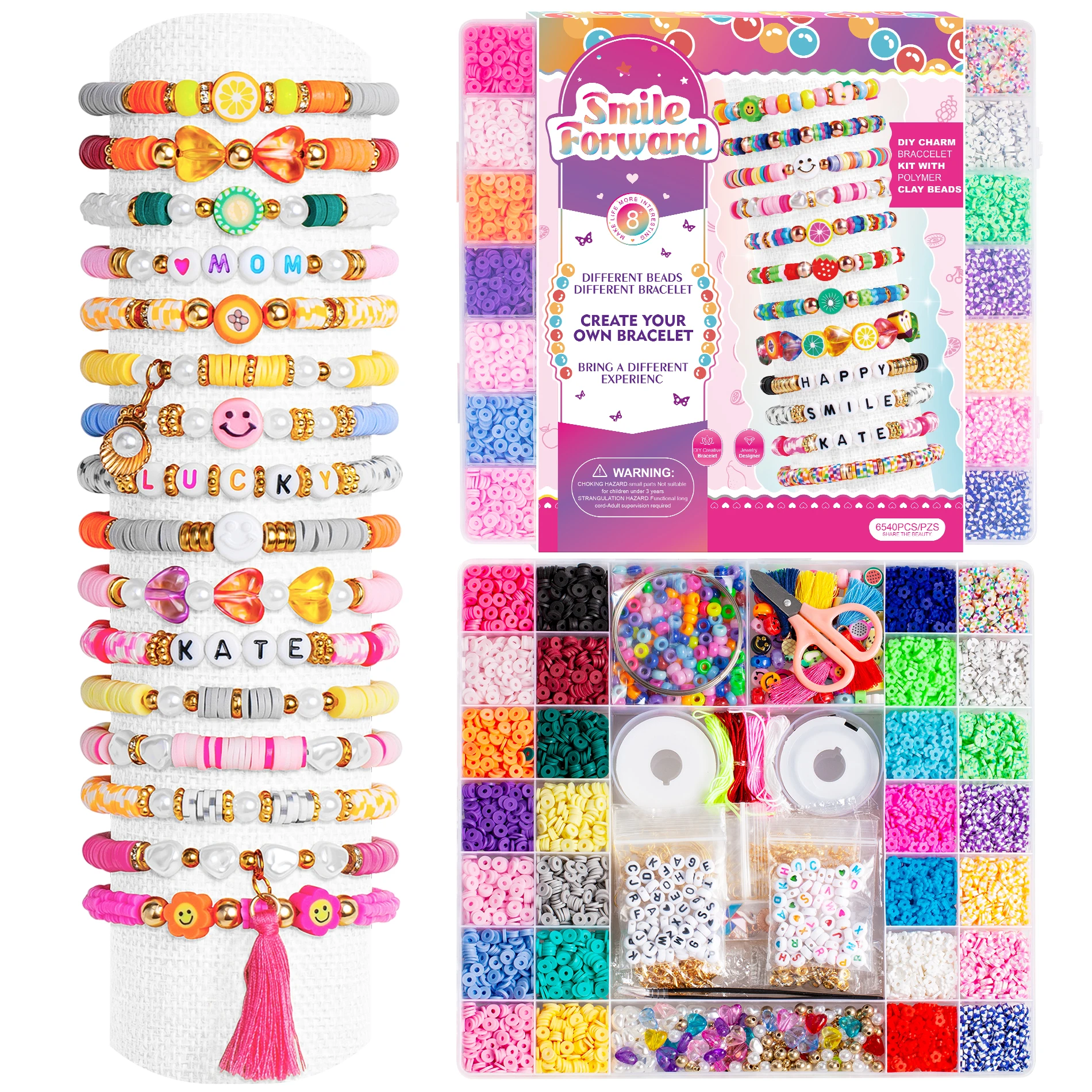 

6500 pcs Clay Beads Bracelet Making Kit Beads for Jewelry Making with Polymer Clay Beads Pony Beads Letter Beads