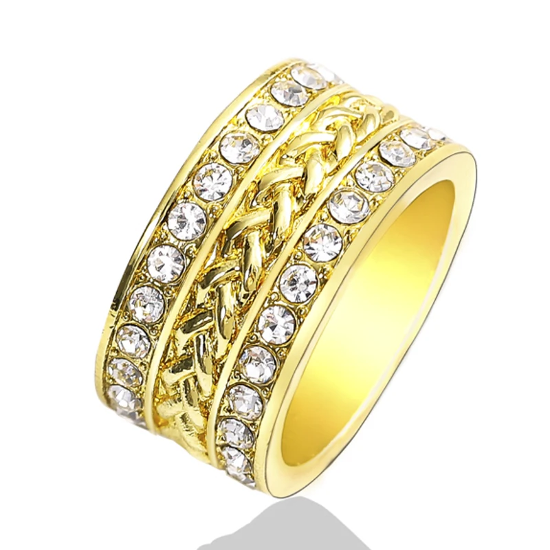 

Unisex Double Row Line Clear Micro Paved Inlay Crystal Zircon Rings Metal Chain Men Women Ring Wedding Party Trendy Fine Jewelry