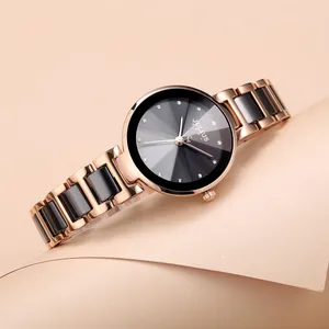 Женские керамические часы Julius из нержавеющей стали, японские кварцевые элегантные часы, модные часы, браслет, Подарочная коробка для девочек на день рождения