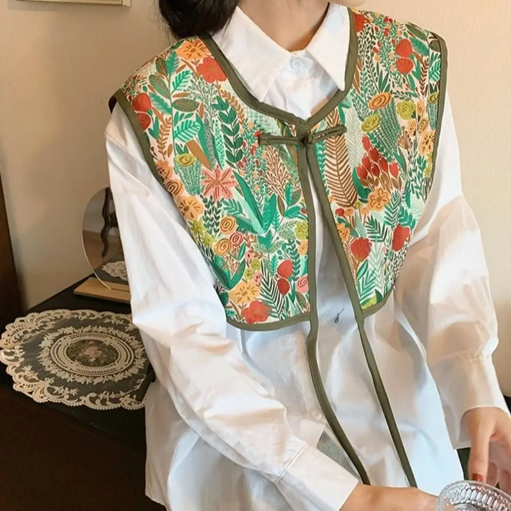 Модные Наплечные повязки с вышивкой Съемная винтажная шаль цветочное пальто