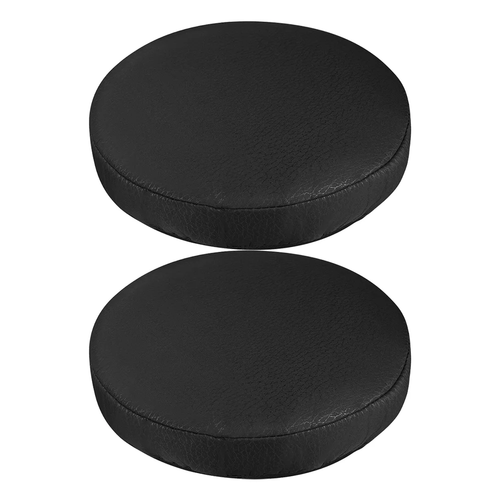 

2 Pcs Chair Slipcover Cotton Bar Stool Covers Black Circle Round Vanity Tray