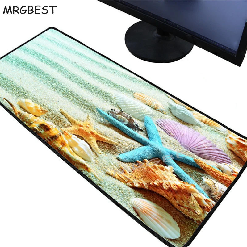 

MRGBEST Beach Purple Shell Starfish Mouse Pad New Arrival Cute 90x40/80x30cm Notbook Mousepad Game Table Mat Large Lock Edge Xxl