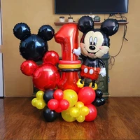 32pcsset disney mickey mouse foil balloons red black latex balloons 32inch number balls birthday baby shower party decoration