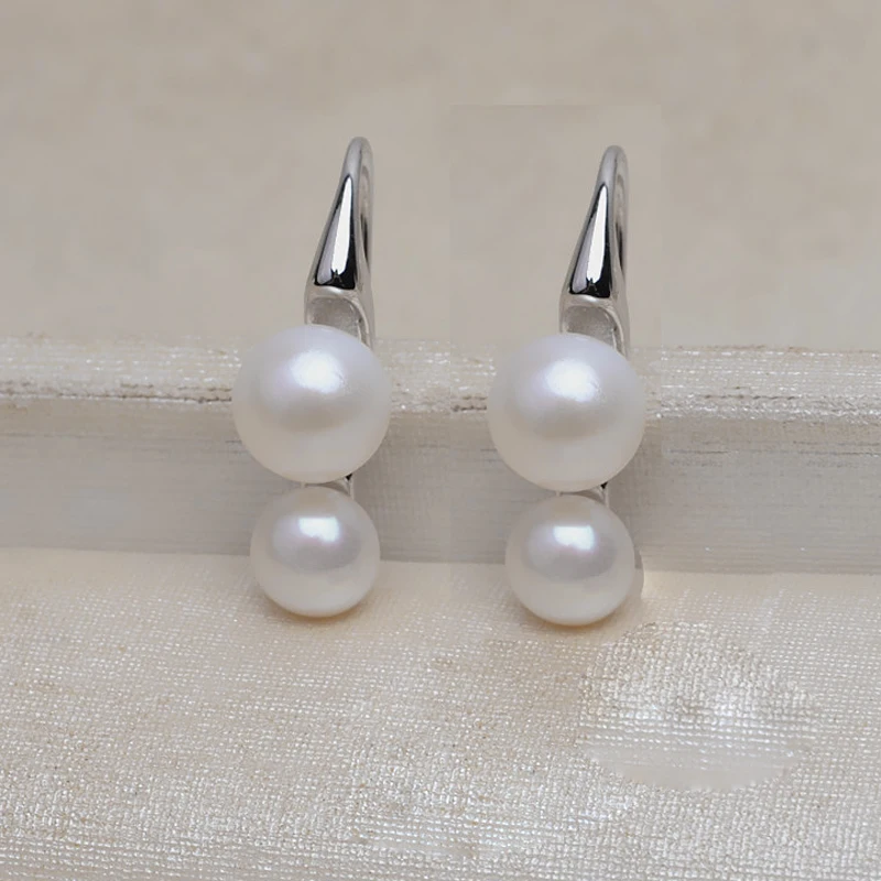 

MeiBaPJ Natural Freshwater Pearl Simple Double Beads Drop Earrings Real 925 Sterling Silver Fine Charm Jewelry for Women