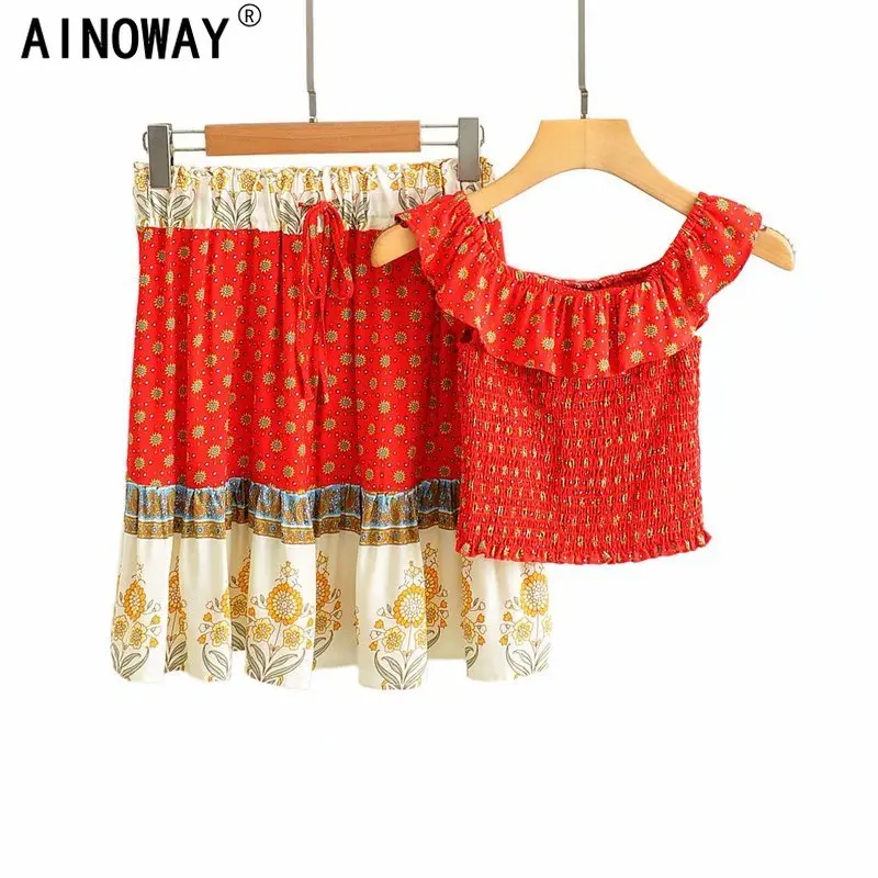 Женский костюм из двух предметов винтажный шикарный Топ без бретелек с открытыми