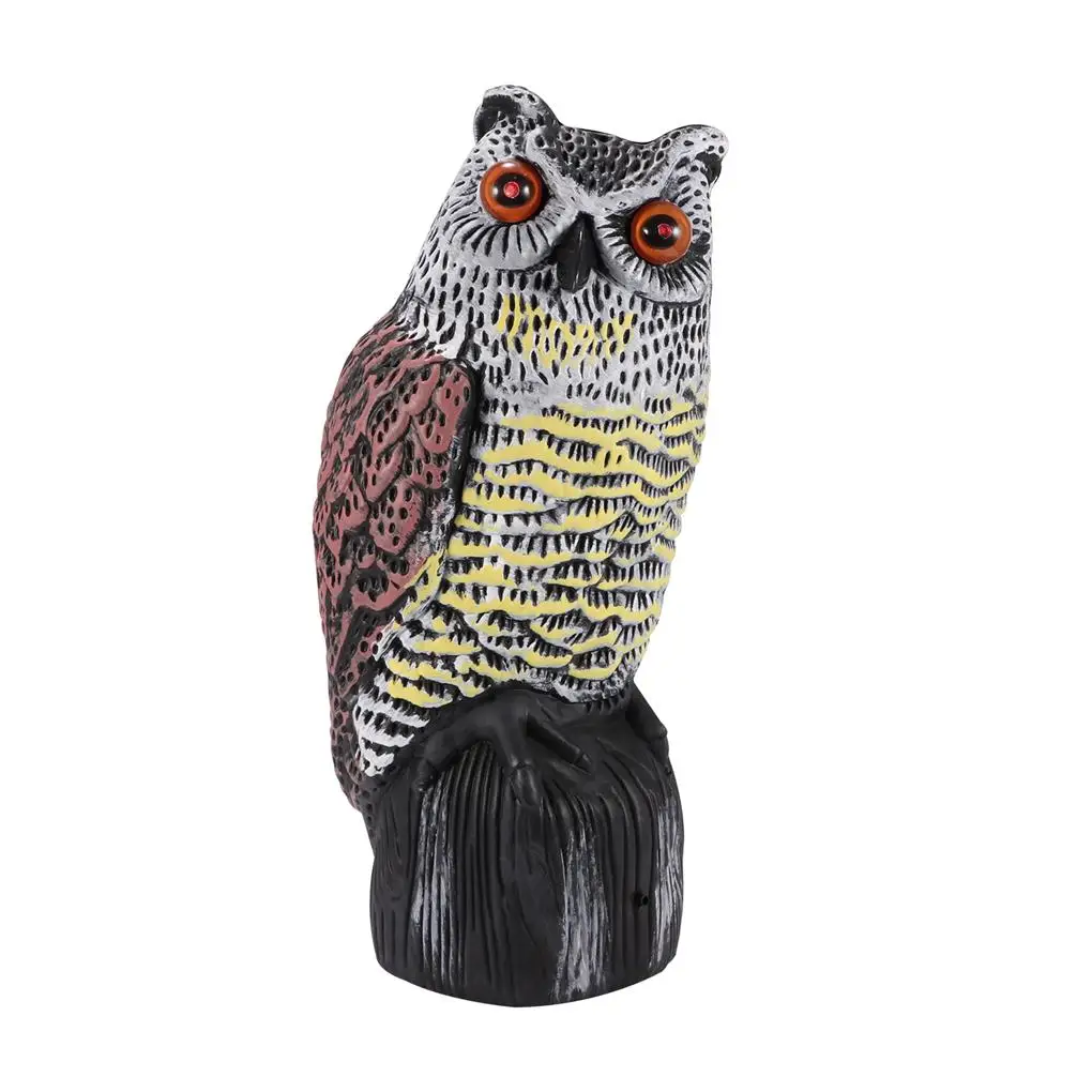 

Owl Scarecrow Sculpture Solar Powered Light & Sound Owl Figurine HDPE Plastic Garden Decoration Statue for Lawns Yards Farmlands