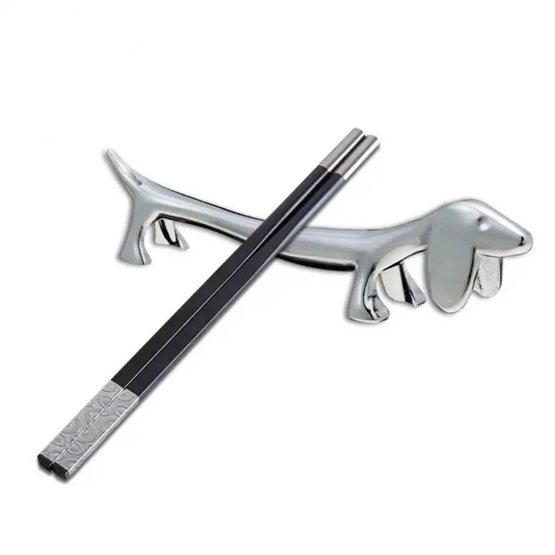 

Zinc Alloy Holder Reusable Creative Chop Stick Stand Sliver Dog/deer Cutlery Bracket For Diy Home Restaurant Dining Table 1pcs