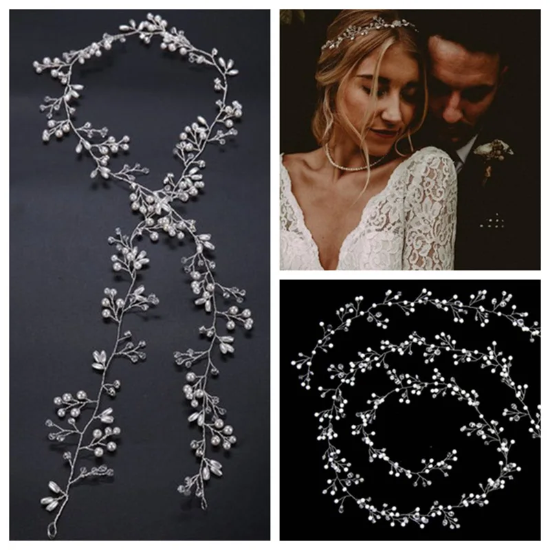 

Crystal Pearl Bridal Tiaras Hairbands Hairpins Bridesmaid Diamante Hair Vine Accessories Wedding Jewelry Headwear