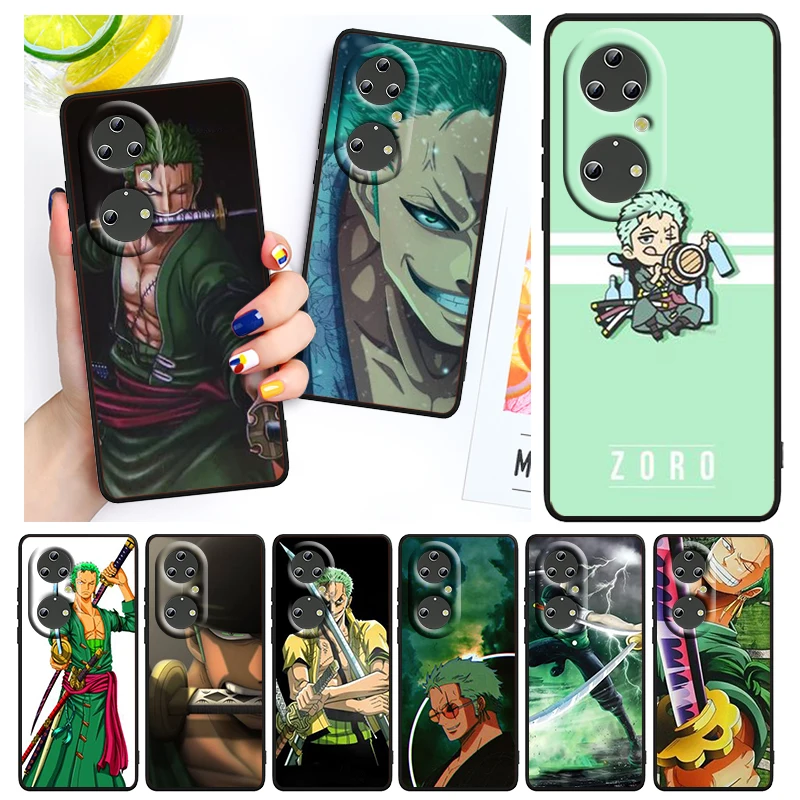 

Anime One Piece Zoro For Huawei P50 P40 P30 P20 Pro Plus P10 P9 P8 Lite 2019 2017 RU E Mini Black Funda Capa Phone Case